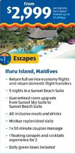 ALDI Ifuru island, maldives offer
