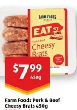 ALDI Farm foods pork & beef cheesy brats offer