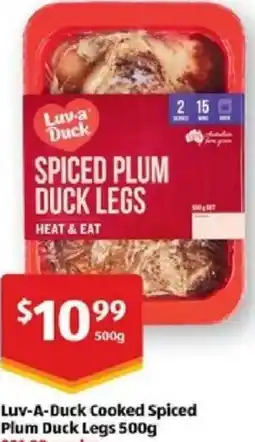 ALDI Luv-a-duck cooked spiced plum duck legs offer