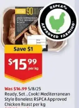 ALDI Ready, set...cook! mediterranean style boneless rspca approved chicken roast per kg offer