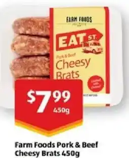 ALDI Farm foods pork & beef cheesy brats offer