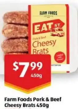 ALDI Farm foods pork & beef cheesy brats offer