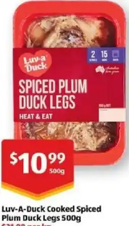 ALDI Luv-a-duck cooked spiced plum duck legs offer