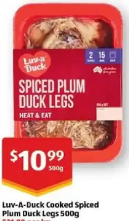 ALDI Luv-a-duck cooked spiced plum duck legs offer