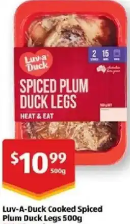 ALDI Luv-a-duck cooked spiced plum duck legs offer