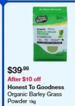 Costco Honest to goodness organic barley grass powder offer