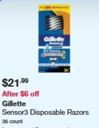Costco Gillette sensor3 disposable razors offer
