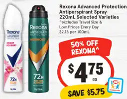 IGA Rexona advanced protection antiperspirant spray offer