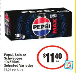 IGA Pepsi, solo or schweppes offer