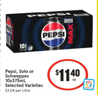 IGA Pepsi, solo or schweppes offer