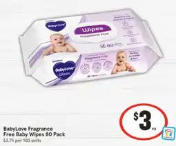 IGA BabyLove Fragrance Free Baby Wipes offer
