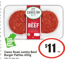 IGA Caves road jumbo beef burger patties offer