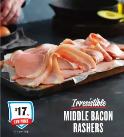 IGA Irresistible middle bacon rashers offer