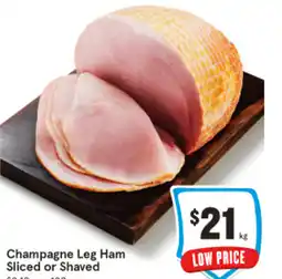 IGA Champagne leg ham sliced or shaved offer