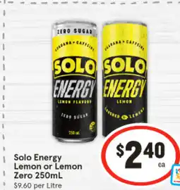 IGA Solo energy lemon or lemon zero offer