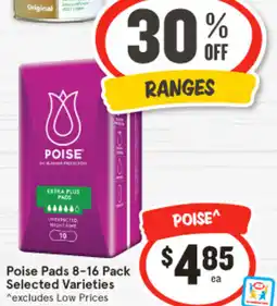 IGA Poise Pads 8-16 Pack offer