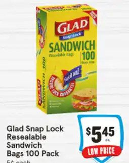 IGA Glad snap lock resealable sandwich bags offer