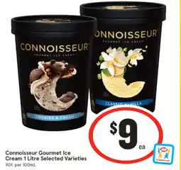 IGA Connoisseur Gourmet Ice Cream Selected Varieties offer
