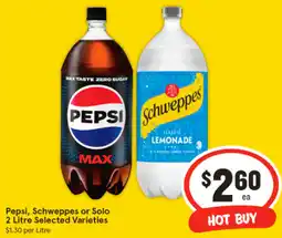 IGA Pepsi, Schweppes or Solo Selected Varieties offer