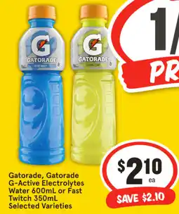 IGA Gatorade, Gatorade G-Active Electrolytes Water or Fast Twitch Selected Varieties offer