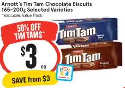 IGA Arnott's Tim Tam Chocolate Biscuits Selected Varieties offer