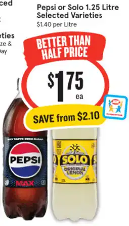 IGA Pepsi or Solo Selected Varieties offer