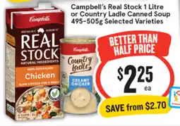 IGA Campbell's Real Stock or Country Ladle Canned Soup100% AUSTRALIAN Selected Varieties offer