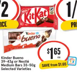 IGA Kinder Bueno or Nestlé Medium Bars Selected Varieties offer