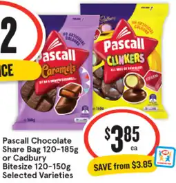 IGA Pascall Chocolate Share Bag or Cadbury Bitesize Selected Varieties offer