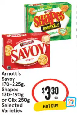 IGA Arnott's Savoy, Shapes or Clix SeleArnott's offer