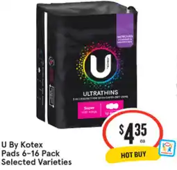 IGA U By Kotex Pads Selected Varieties offer