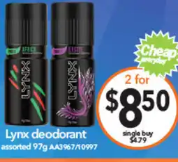 Cheap as Chips Lynx deodorant offer