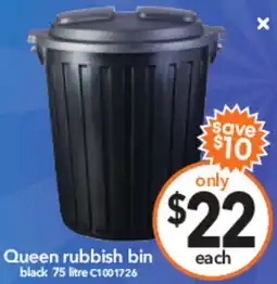 Cheap as Chips Queen rubbish bin offer