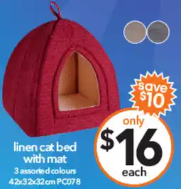 Cheap as Chips linen cat bed with mat offer