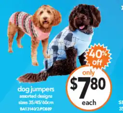Cheap as Chips dog jumpers offer