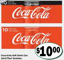 Friendly Grocer Coca-Cola Soft Drink Can Varieties offer