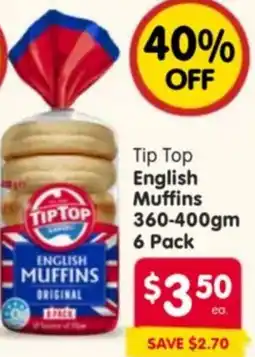 Spar Tip Top English Muffins offer