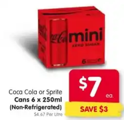 Spar Coca Cola or Sprite Cans (Non-Refrigerated) offer