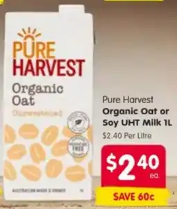 Spar Pure Harvest Organic Oat or Soy UHT Milk offer