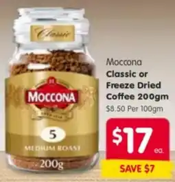 Spar Moccona Classic or Freeze Dried Coffee offer
