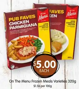 Spudshed On The Menu Frozen Meals Varieties offer