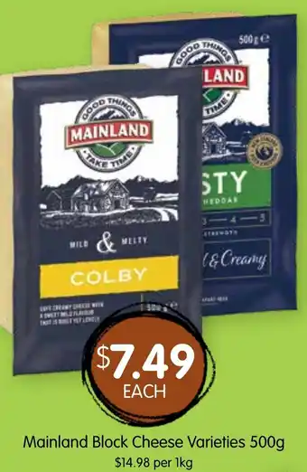 Spudshed Mainland Block Cheese Varieties offer