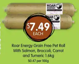Spudshed Roar Energy Grain Free Pet Roll With Salmon, Broccoli, Carrot and Tumeric offer