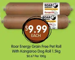 Spudshed Roar Energy Grain Free Pet Roll With Kangaroo Dog Roll offer