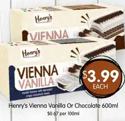 Spudshed Henry's Vienna Vanilla Or Chocolate offer