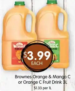 Spudshed Brownes Orange & Mango C or Orange C Fruit Drink offer