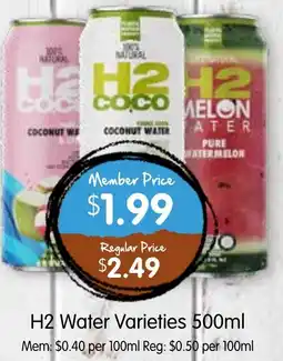 Spudshed H2 Water Varieties offer