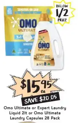 Drakes Omo Ultimate or Expert Laundry Liquid 2lt or Omo Ultimate Laundry Capsules offer