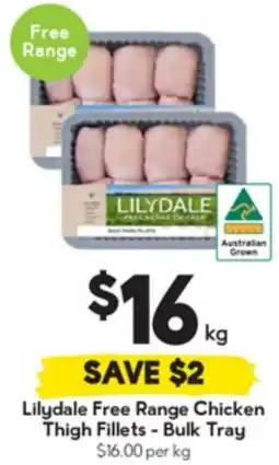 Drakes Lilydale Free Range Chicken Thigh Fillets - Bulk Tray offer