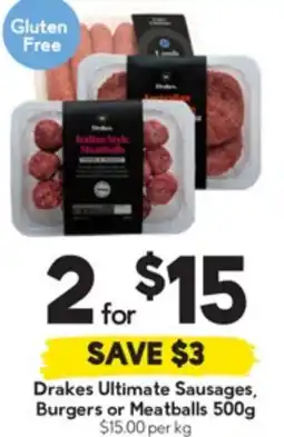 Drakes Drakes Ultimate Sausages, Burgers or Meatballs offer